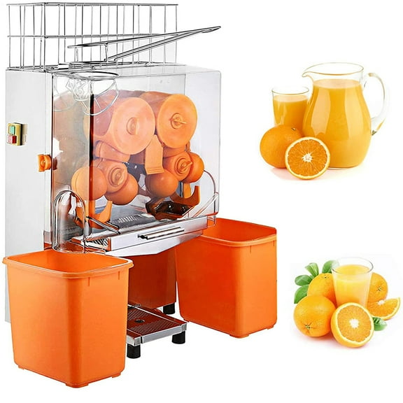 INTBUYING Commercial Orange Juicer Press Machine with Auto Feed and Plastic Tank