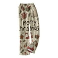 thumbnail image 6 of WTOBBY Women's Holiday Print Flannel Pajama Pants, Fashionable Christmas-Themed Sleepwear with Comfortable Fit, Merry Christmas Design for Women,Khaki 2XL, 6 of 6
