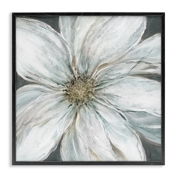 Stupell Industries Transitional Large White Flower Closeup Black Framed Giclee Art, 12 x 12, by Carol Robinson