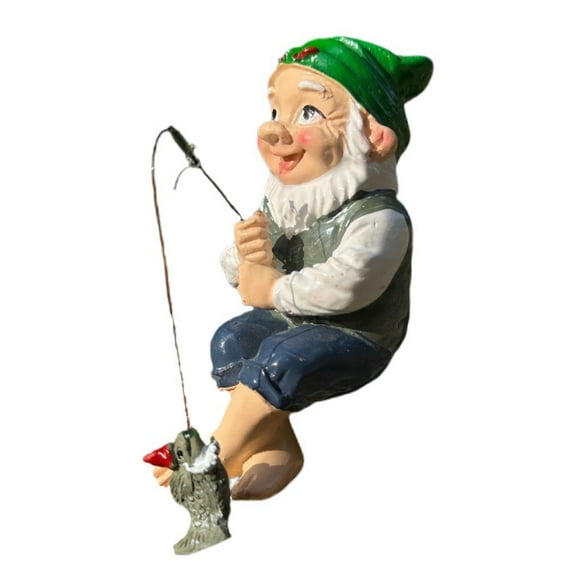 TNSAWRRYOE Resin Fishing Gnome Garden Decor - Hand - Painted Outdoor Ornament for Lawn & Patio