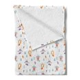 thumbnail image 2 of Cartoon Soft Flannel Fleece Throw Blanket, Nursery Theme of Bear Bunny and Fox with Scarfs and Hats Snowflakes, Cozy Plush for Indoor and Outdoor Use, 70" x 90", Multicolor, by Ambesonne, 2 of 5