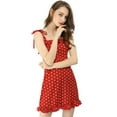 thumbnail image 2 of INSPIRE CHIC Vestido Mini de Tirantes con Volantes Impreso para Mujer L Lunares Rojos, 2 of 7