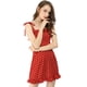 thumbnail image 2 of INSPIRE CHIC Women's Printed Spaghetti Strap Ruffle Flare Mini Dress M Red-Dots, 2 of 7