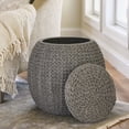 thumbnail image 4 of Household Essentials Handwoven Paper Rope Barrel Wicker Storage Basket Side Table, Gray, 4 of 10