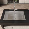 thumbnail image 3 of Izzovium 32"x19" Single Bowl Stainless Steel Kitchen Sink, Overmount Handmade in Brushed Nickel, 304 Stainless Steel with US Standard Drain and Hook, Gray, LS-SSBR02, 3 of 8
