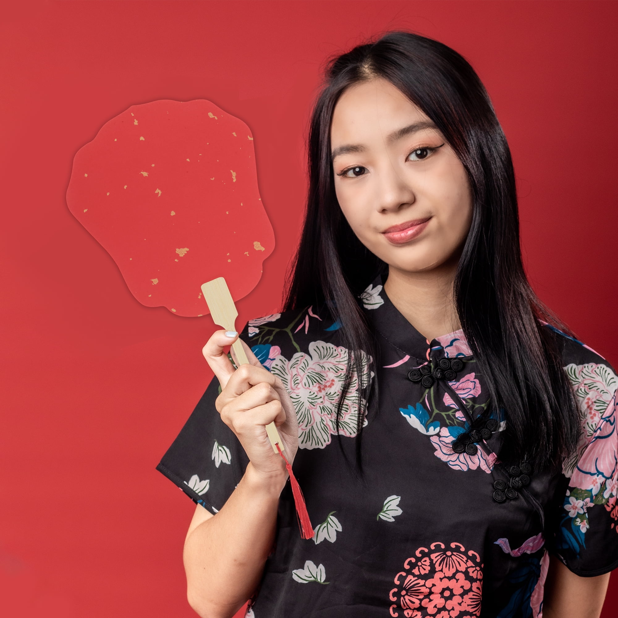 Unique Bargains Folding Fan Red Lily
