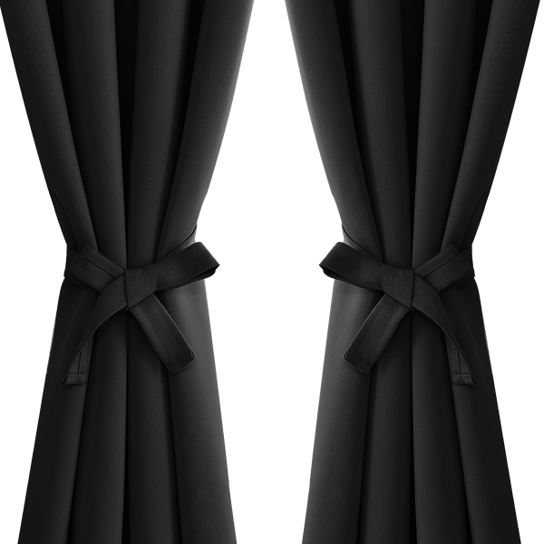 Hiasan Blackout Curtains for Bedroom Sewn with Tiebacks, Thermal Insulated Grommet Room Darkening Window Curtains for Living Room, Black, 52 x 45 Inches, 2 Panels