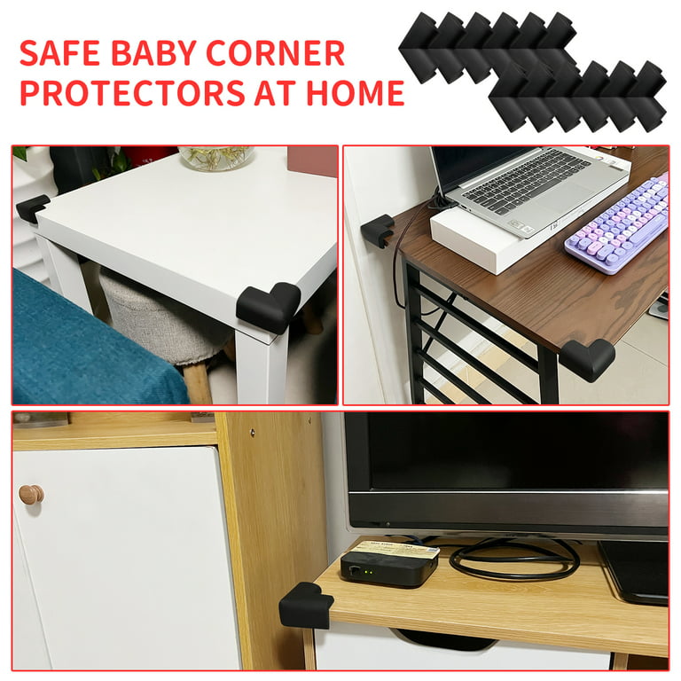 Foam Protectors for Coffee Tables & Desks, Child Proof Edge Corner Protector  for Safety Includes 12 Protector Guards, Brown Table Safety Bumpers for  Baby 