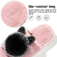 thumbnail image 3 of Knivor Open Toe Fuzzy House Slippers for Women Cute Pom Pom Decor Non Slip Fluffy Indoor Slide Slippers, 3 of 9