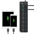 USB Hub 3.0 High Speed 4/7 Port Hub Splitter With ON/OFF Multi Power