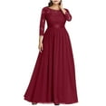 thumbnail image 2 of TIANEK Ladies Party Dress Three-quarter Sleeve Patchwork Floral Perfect fit Ball Gown Evening Party Dress Long Maxi Dress, 2 of 6