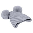 thumbnail image 4 of HAiming Baby Newborn Girls Winter Knit Hat Double Pom Pom Solid Color Cute Cozy Cuffed Cap for Cold Weather, 4 of 7