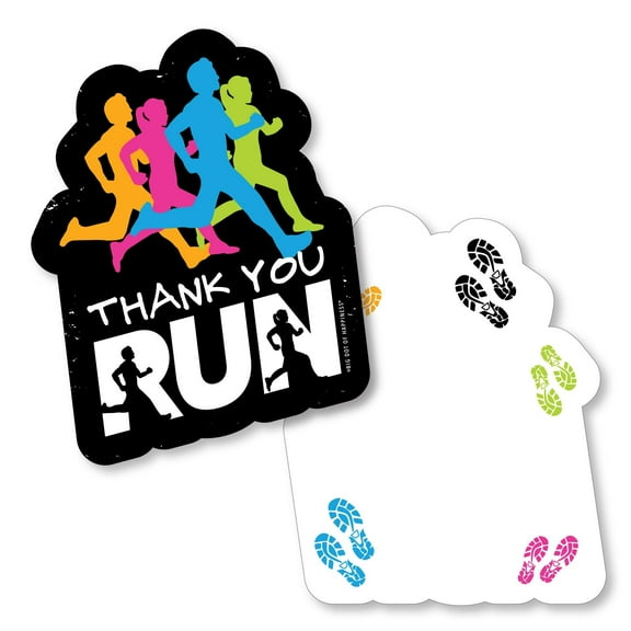 Big Dot of Happiness Set The Pace - Running - Shaped Thank You Cards - Track, Cross Country or Marathon Thank You Note Cards & Envelopes - Set of 12