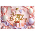 thumbnail image 1 of Pink Theme Birthday Banner Colorful Balloons Happy Birthday Backdrop for Birthday Party Photo Shoot Celebration, 1 of 3