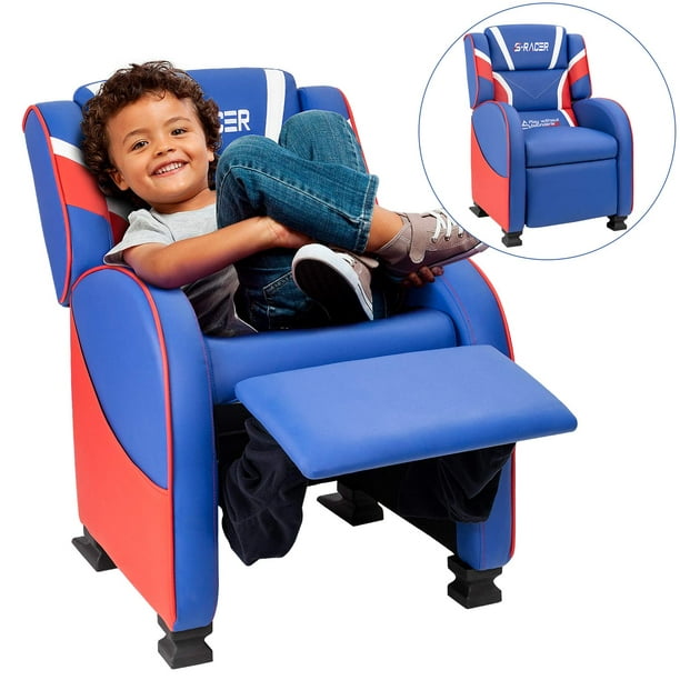 Walnew Kids Recliner Chair Red Blue Pu Leather Single Living Room Chair Children Sofa For Boys Girls Walmart Com Walmart Com