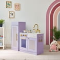 thumbnail image 2 of Teamson Kids Little Chef Chester Wooden Play Kitchen Set with Separate Fridge, Oven & 12 Food Accessories, Purple, 2 of 9