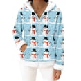 thumbnail image 6 of Women's Casual Fashion Long-Sleeve Zip-Up Fleece Hooded Cardigan with Christmas Print, Cozy and Warm for Winter Season,Sky Blue,L, 6 of 8
