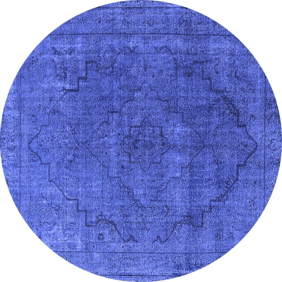 Ahgly Company Indoor Round Oriental Blue Industrial Area Rugs, 8' Round