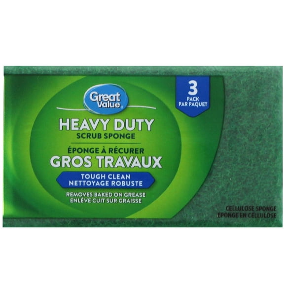Great Value Heavy Duty Scrub Sponge, 3-Count