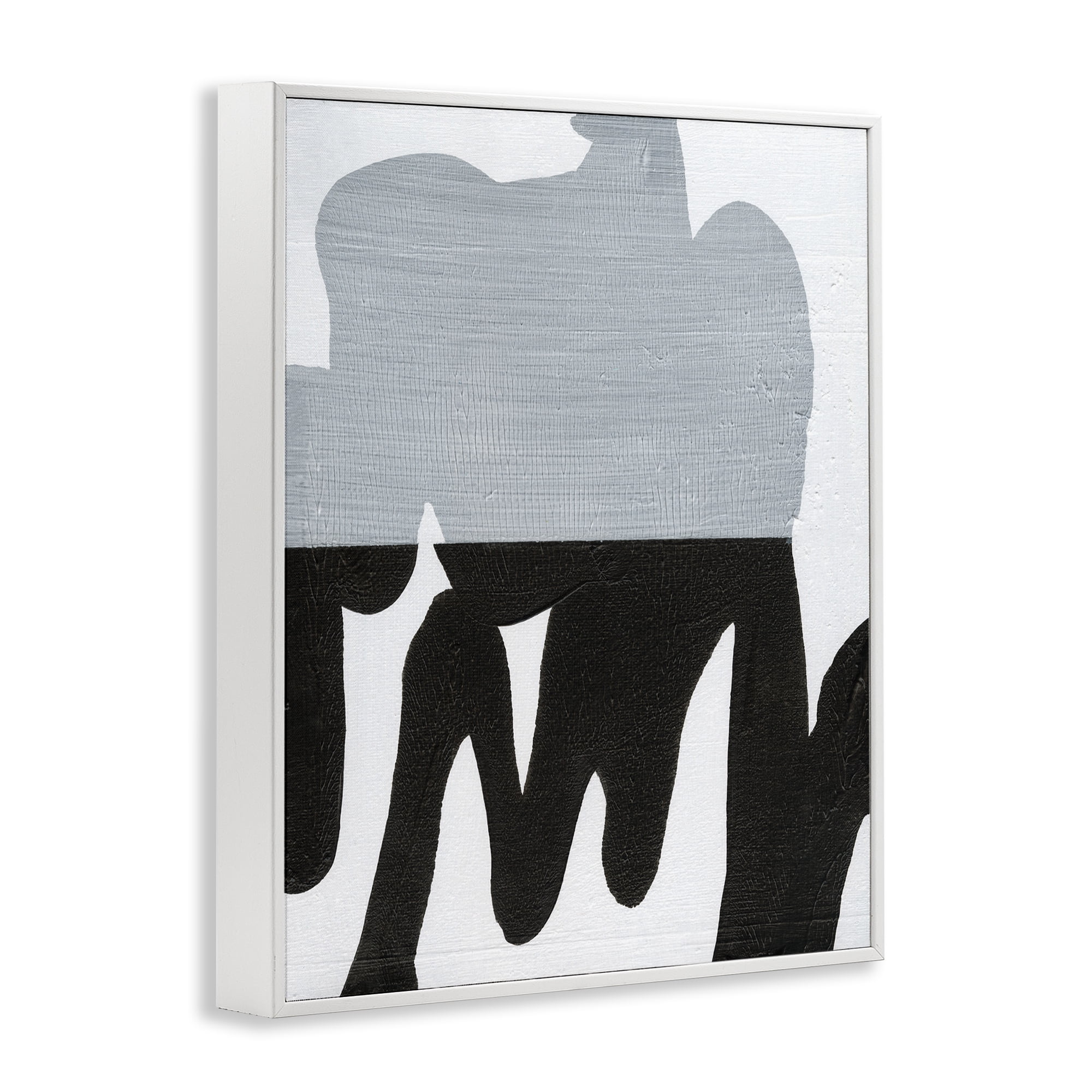 Stupell Industries Opaque Black & Grey Form Abstract Painting White Framed Art Print Wall Art, 11 x 14