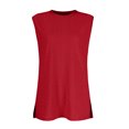 thumbnail image 5 of Women's Fashion Round Neck Sleeveless Slit Tank Top, Solid Color Casual Top for Stylish Summer Outfits,Red,XL, 5 of 7