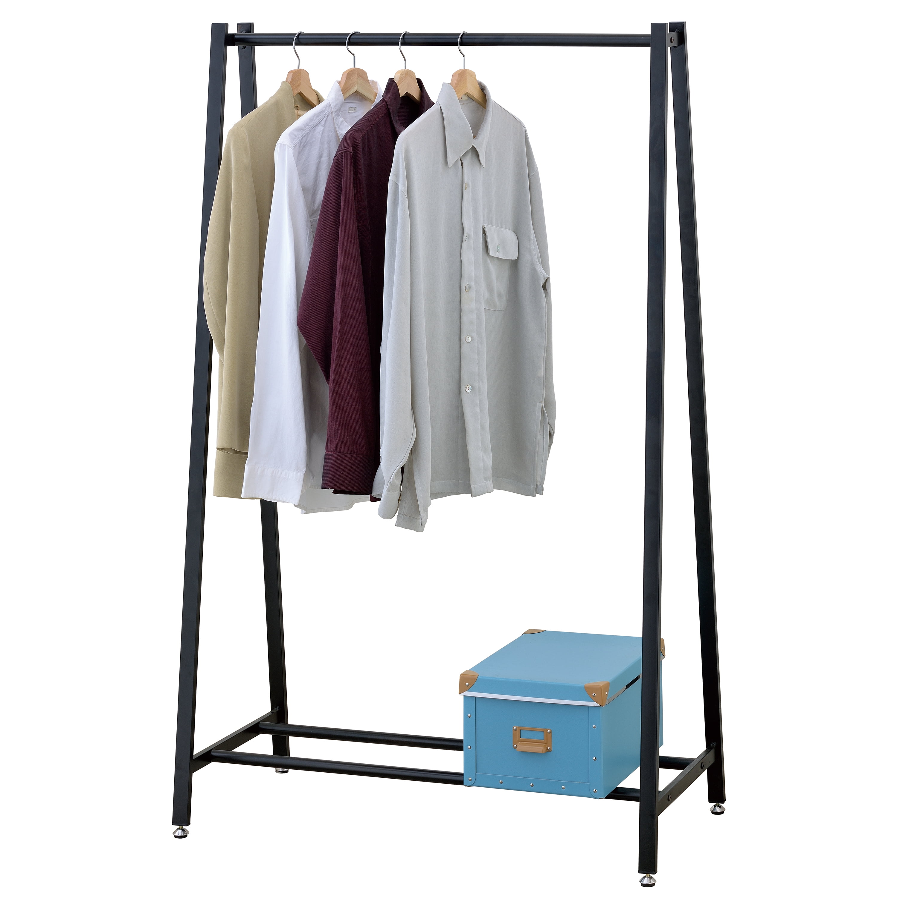 MyGift Freestanding Metal Clothing and Garment Storage Rack Hang Rail