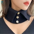 thumbnail image 2 of Deago Knitted Fake Collar for Women High Turtleneck Detachable Collar Lapel Wrap Button Choker Collar (Black), 2 of 10