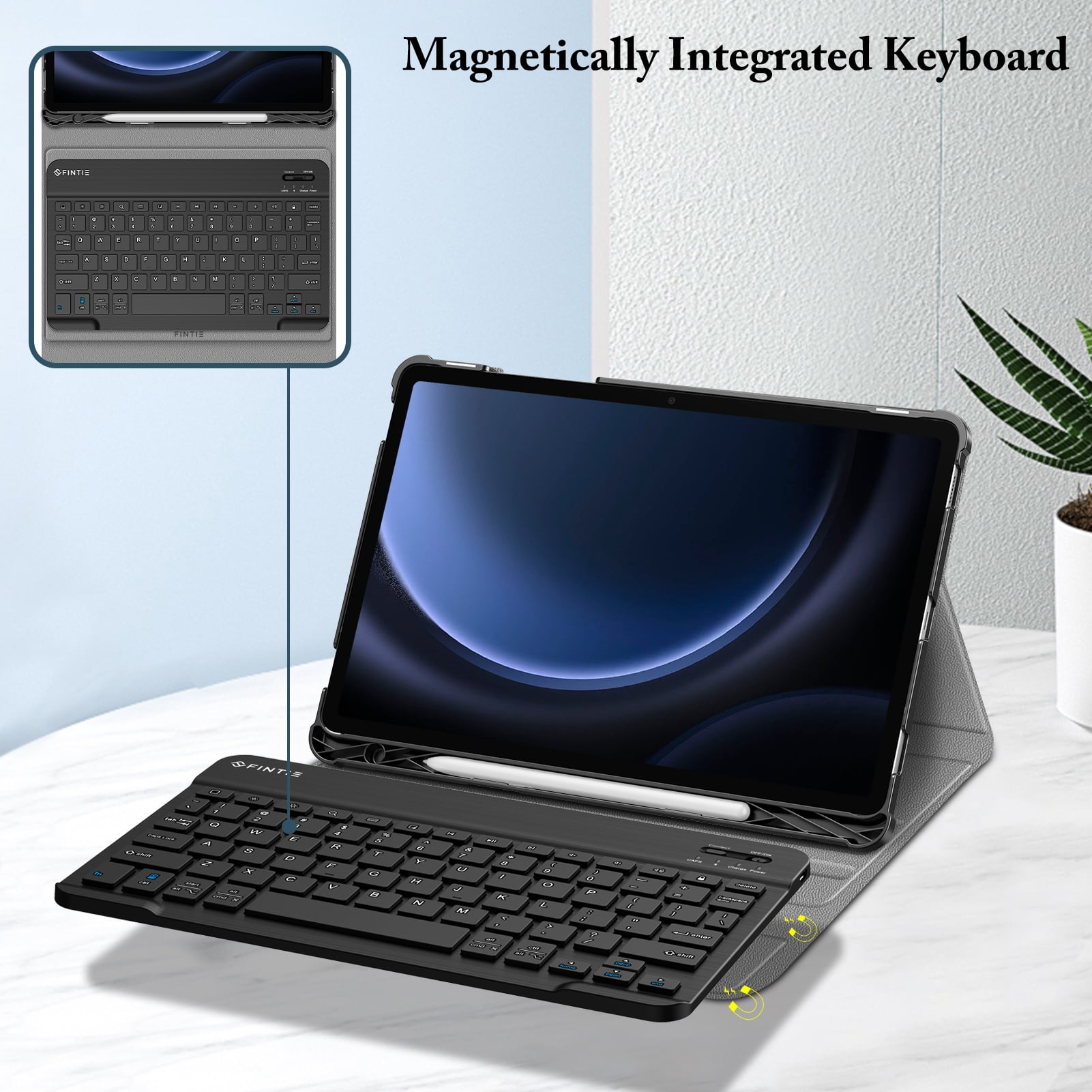 Fintie Keyboard Case for Samsung Galaxy Tab S10 Lite/ S10 FE/ S9 FE 5G 10.9 Inch/Tab S9 11 Inch with S Pen Holder, Slim Stand Cover Detachable Wireless Bluetooth Keyboard, Black