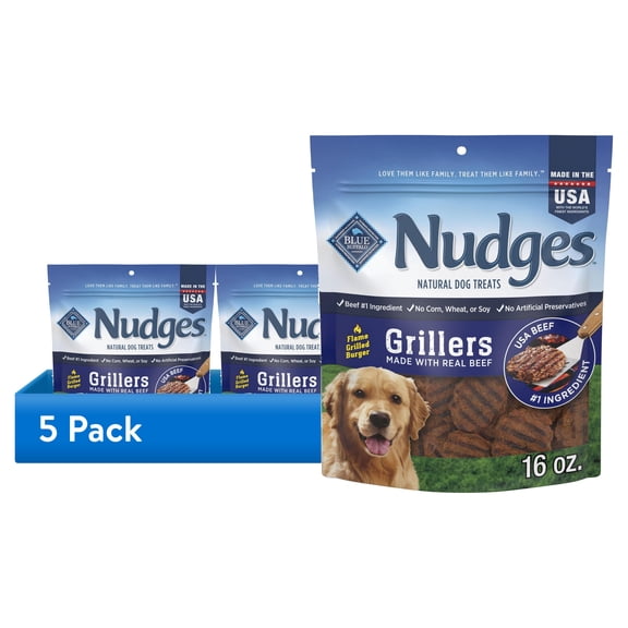 Blue Buffalo Nudges Grillers Natural Dog Treats Made with Real Beef, 16-oz. Bag
