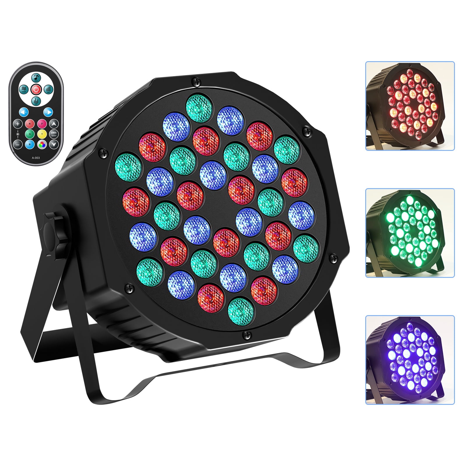 4Pack 36 LED Stage Lights RGB DJ LED Par Light Remote & DMX Controlled Sound Activated Auto Play Uplights for Wedding Birthday Christmas Holiday Music Show Dance Party Stage Lighting