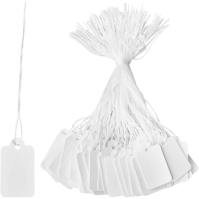 Etiquetas de papel kraft natural, paquete de 100, 23 x 13 mm, con cordón de cáñamo, ideales para joyas, collares y pulseras