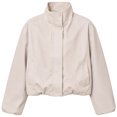 thumbnail image 7 of TEAJOPSUU Women's Cropped Zip Up Jacket Stand Collar Long Sleeve Outerwear Jackets with Pockets for Casual Streetwear Beige, 7 of 7