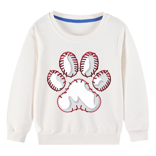 lcziwo Chandails Mignons pour Enfants, Coton à Manches Longues avec Imprimé Mignon, Chandails à Col Rond Filles Garçons, Coupe Ample Confortable, Chandail à Enfiler Taille 2-7 Ans Automne Hiver Blanc, 9-10 Ans