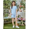 thumbnail image 4 of Arshiner Girls Shorts Set 2 Piece Ribbed Knit Summer Outfit Short Sleeve Top & Elastic Waist Shorts Casual Playwear, 4 of 6