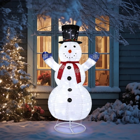 VINGLI 6ft Lighted Snowman Yard, Indoor, Prelit, Outdoor Christmas Decoration
