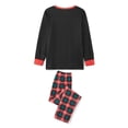 thumbnail image 6 of Michellecmm Family Matching Christmas Pajamas, LetterDinosaur Print Long-Sleeved Round Neck Tops + Plaid Pattern Trousers Sleepwear, 6 of 10