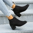 thumbnail image 4 of POROPL Ankle Boots for Women Low Heel Chunky Suede Retro Denim Shoes,Boots for Women Size 5.5, 4 of 7