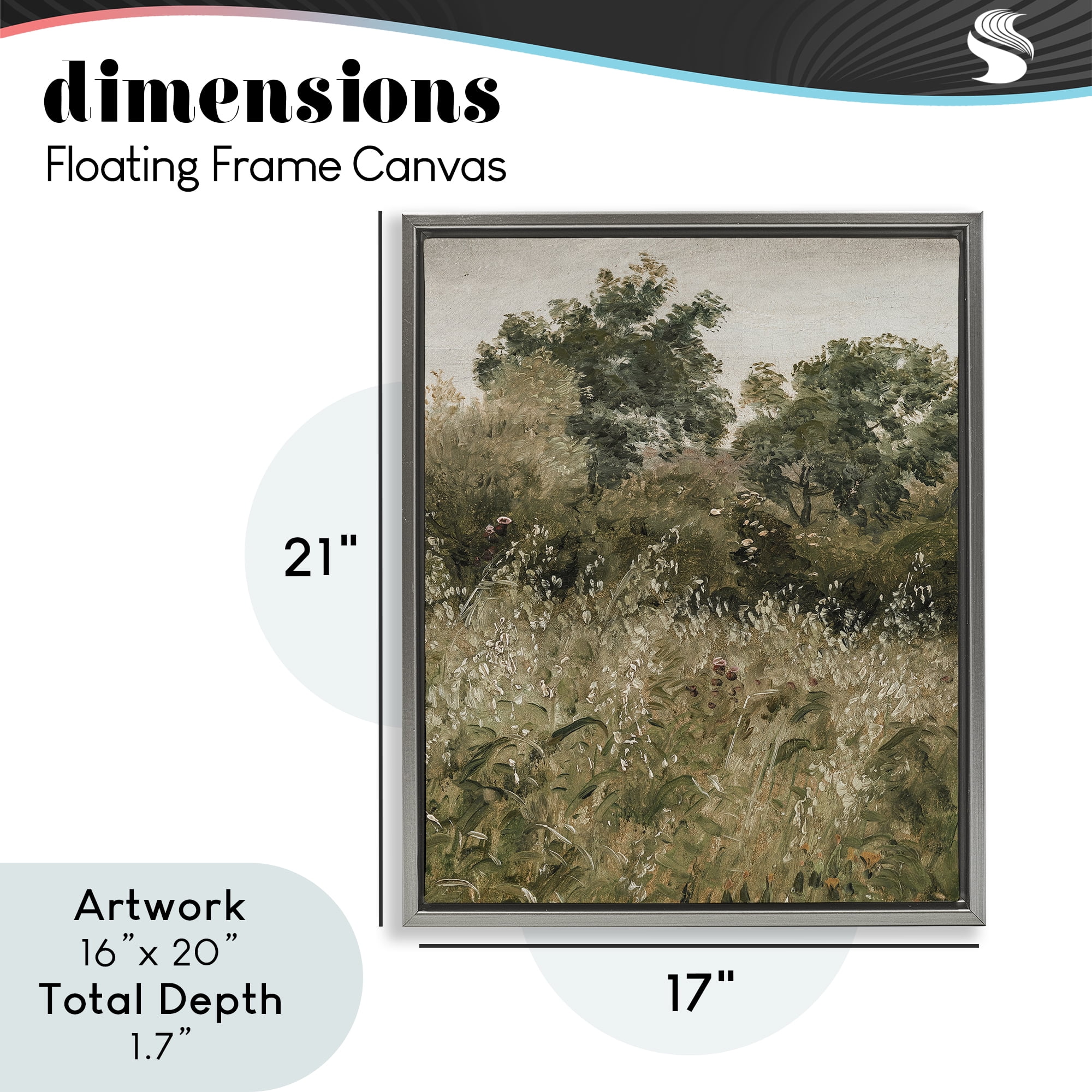 Dense Forest Thicket Gray Framed Floater Canvas Wall Art, design by Lettered and Lined