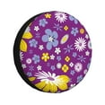 thumbnail image 1 of XMXY Purple Floral Flowers Spare Tire Cover，Universal Waterproof Cover for Jeep RV Tire Wheel Protection 17 inch, 1 of 8