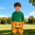 thumbnail image 6 of oelaio Beach Shorts for Boys Girls Funny 3d Print Casual Summer Shorts Elastic Waist Drawstring Vacation Shorts with Pockets Orange 9 Years, 6 of 7