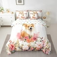 thumbnail image 2 of Cute Dog Bedding Comforter Sets 7 Pieces Corgi Bed in a Bag, Animal Themed Twin Bedding Sets Colorful Flower Floral Comforter Set, Red Roses Bedding Sets & Collections Puppy Decor, 2 of 4