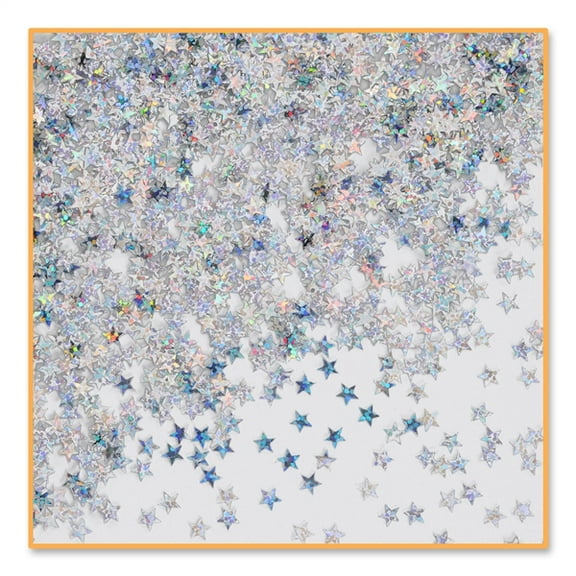 Pack of 6 Silver Holographic Star Confetti Bags 0.5 oz.