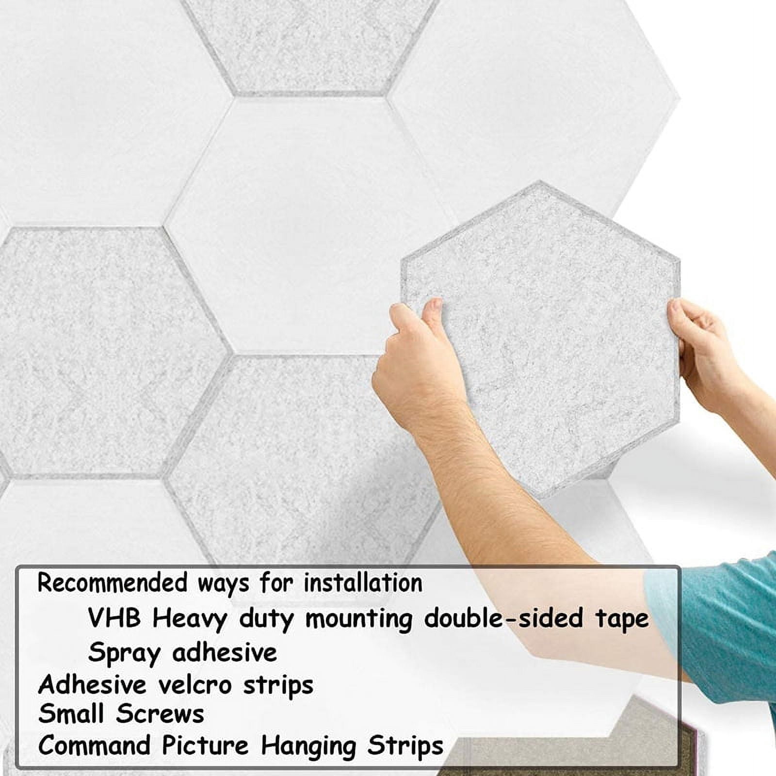 12 Pcs Hexagon Acoustic Panels Beveled Edge Sound Proof Foam Panels