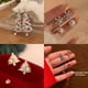 thumbnail image 2 of Pendientes de árbol de Navidad con circonitas y diamantes de la serie navideña Pendientes asimétricos de Papá Noel con copos de nieve para mujer, 2 of 6