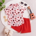 thumbnail image 6 of JAJAHO Toddler Boys 2 Piece Set Gentleman Outfits Short Sleeve Heart Print Button Up Collared Shirts And Shorts Valentine's Day 1-5 Years Trendy Outfit, 6 of 9