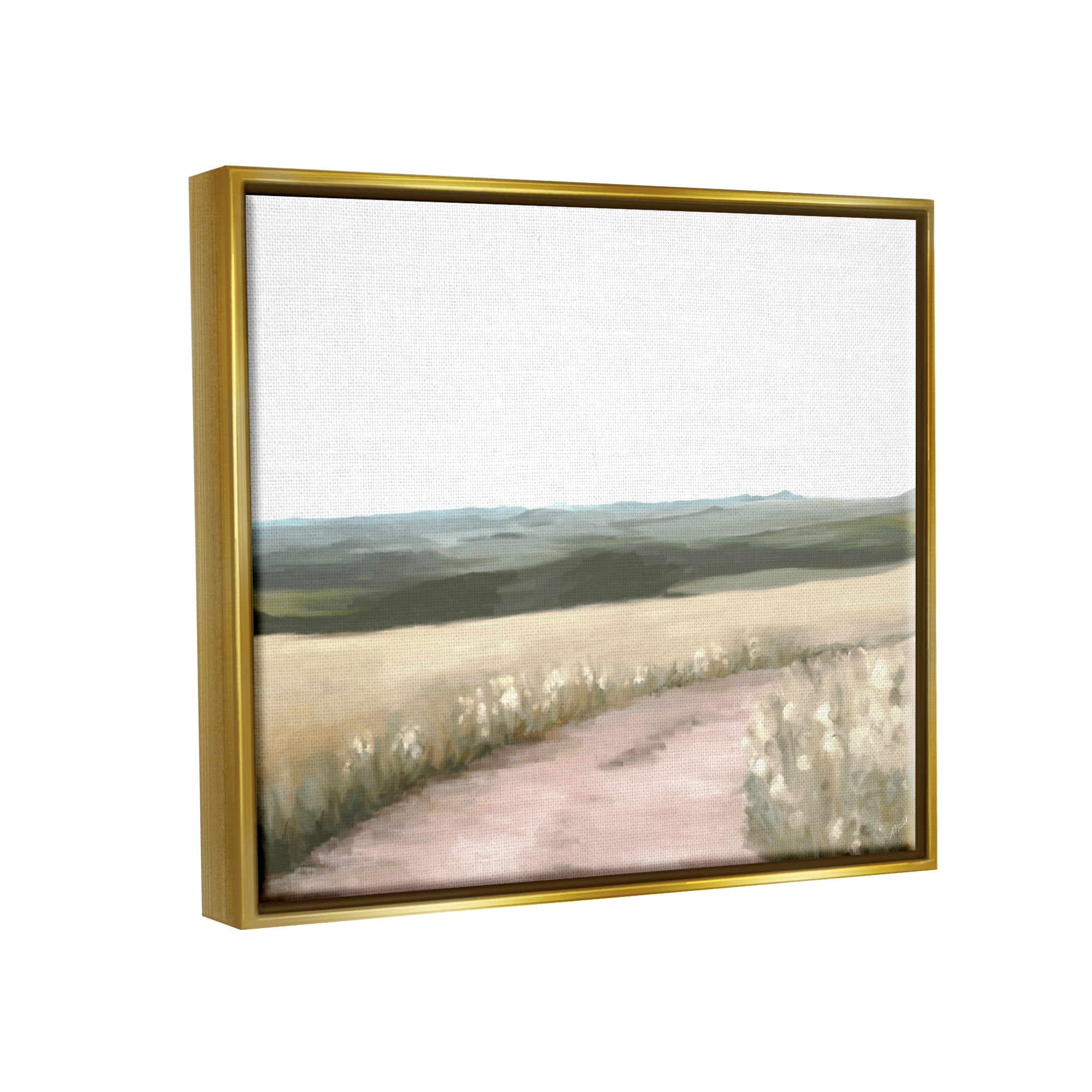 Stupell Industries Country Trail Scenery Nature Painting Gold Floater Framed Art Print Wall Art, 21 x 17