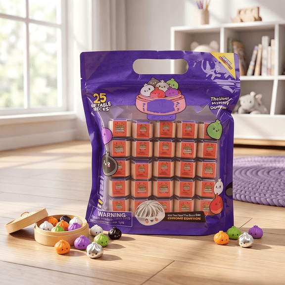 Extra Mini Mystery Dumpling Squishy Blind Box Set, 25‑Count Mini Dumpling Fidget Toys, 25‑Pack Extra Mini Dumplings, Halloween Party Supplies & Classroom Treat Favors with Hidden Chase Pieces