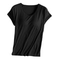 thumbnail image 5 of Duoif Women's Short Sleeve Shirt with Built in Bra Padded Athletic Workout Yoga Top Summer 2026, Black, L, 5 of 7