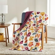Better Homes & Gardens Oversized Velvet Plush Throw Blanket, 50" x 70", Fall Leaves
