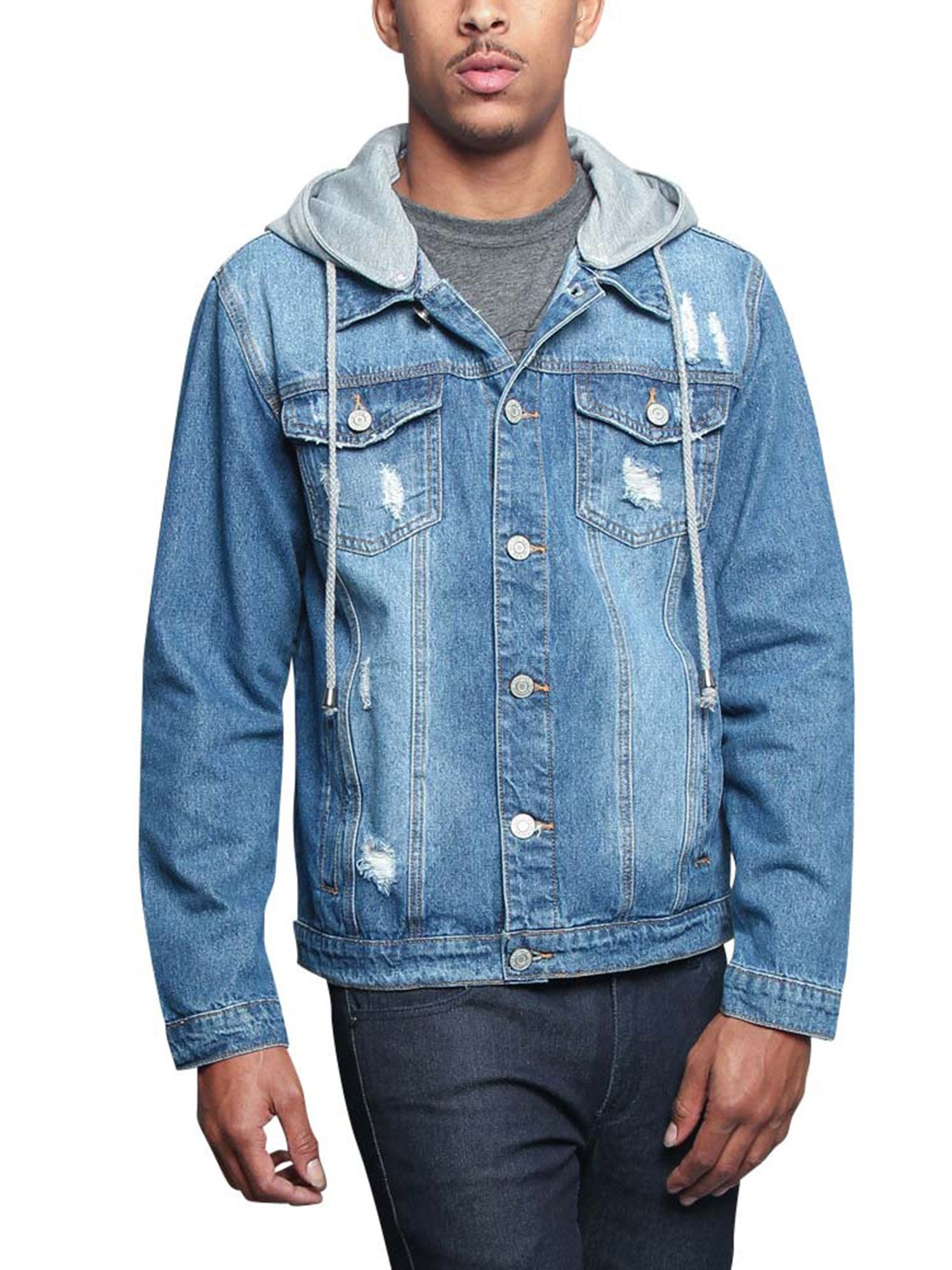 Victorious Men's Detachable Hood Layered Look Distressed Victorious Men's Detachable Hood Layered Look Distressed